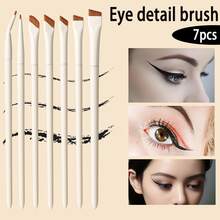 Set de 7 pensule de machiaj delicate din ceramică albă, include pensule ultra-fine pentru sprâncene și gene, ideale pentru un design precis al machiajului ochilor, potrivite pentru începători și pasionații de machiaj, pensulă pentru sprâncene, pensulă pentru fard de pleoape, pensulă