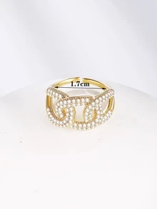 1枚浪漫镂空迷人锆石心形结婚新娘戒指，适用于订婚和周年纪念 - 彩色 - 查看 3