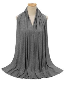 1PC Women's New Large Size Hijab Headscarf Long Scarf Solid Color Casual Soft - Dark Heather Gray - View 5