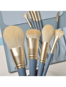 10pcs Essential Makeup Brush Set, Create Flawless Complexion, Includes High-Quality Synthetic Fiber Foundation Brush, Powder Brush, Concealer Brush, Eyeshadow Brush, Helps You Master Makeup Techniques. Painted Brush Handles, Ideal For Makeup Brush Set, Makeup Brush Kit, Complete Makeup Tools, Makeup Brush Set, Makeup Gift Set. - Blue - View 6
