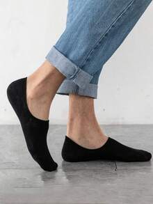 10 Pairs Men's Socks, 5 White, 5 Black, Low Cut Invisible Socks, Suitable For Ages 35-43, Couple Boat Socks (With Paper Card)