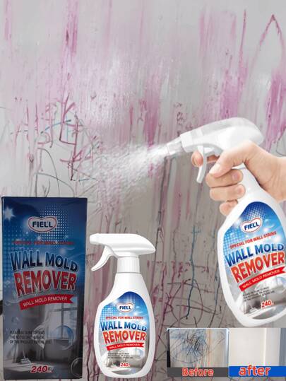 1瓶240毫升墙面及室内涂鸦污渍霉菌去除喷雾，长效防霉清洁剂，有效去除墙面霉菌和真菌污渍，适用于厨房、浴室、客厅、餐厅等潮湿区域，家用清洁工具，必备家居用品，馈赠亲友的理想之选