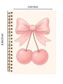 5.5x8.3英寸，120页时尚粉色蝴蝶结螺旋笔记本 - 送给女性和女孩的完美礼物，时尚记事本 | 优雅设计 | 耐用螺旋装订 - 5.5x8.3英寸 - 80张/160页 - 日记本，带有星期、天气、备忘录和日期标记，学习用品，返校必备 - 彩色 - 查看 5