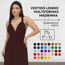 Women's Long Dress, Multiple Ways To Wear, Multi-Use, Tie-Front, Infinity Style, Party, Graduation, Elegant - Rust Brown - View 2
