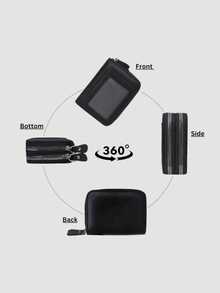 Gorący portfel na karty kredytowe, mały portfel z blokadą RFID dla kobiet, podwójny zamek błyskawiczny, z okienkiem na dowód osobisty, prezent dla kobiet, portfel na monety, niezbędna torba podróżna, dekoracja pokoju - Wielokolorowe - Zobacz 3