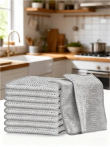 5片装/10片装单面/双面银色洗碗布 无油家用洗碗布 厨房清洁布 双面银色洗碗布 - 彩色 - 查看 3