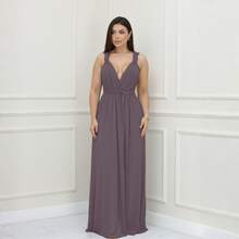 Women's Long Dress - Multiple Ways To Wear - Tie Detail - Infinity Style - Perfect For Parties, Graduations, Weddings, Christenings - 葡萄 - 查看 1