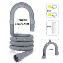 ZABE 10米/7米/5米/3米/2米/1.5米，通用洗衣机和洗碗机延长排水软管套件 - 多长度可调，口径0.78-1.5英寸 - 耐用，易于安装 - 配有U型支架、连接器和卡箍 - 适用于洗衣机、烘干机、厨房/洗衣房 - 灰色 - 查看 14