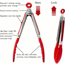 1pc Mini 7-Inch Nylon Heat Resistant Kitchen Food Tongs, Suitable For Cooking, Serving Food, Grilling, BBQ, Salad, Kitchen Gadgets, Baking Tools - Multicolor - View 4