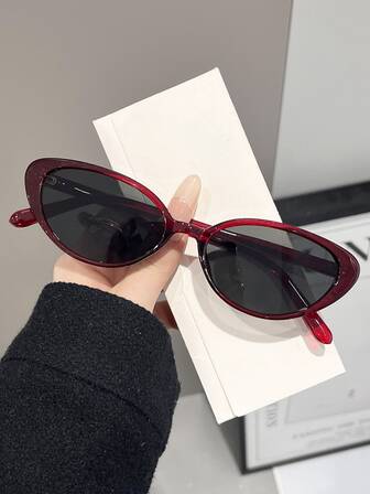 1 件复古勃艮第猫眼眼镜，奢华高端简约设计，适合女性，适合夏季海滩篝火派对、礼物、复古街头风格、驾驶、户外旅行、派对、舞台表演、沙滩眼镜、学院风格，适合外出和返校装