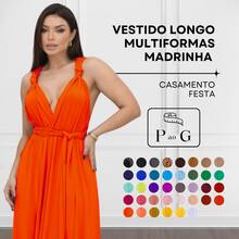 Women's Long Dress - Multiple Ways To Wear - Tie Detail - Infinity Style - Perfect For Parties, Graduations, Weddings, Christenings - 霓虹橙 - 查看 2