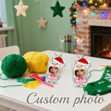 1pc Customized Picture Keychain, Personalized Keychain, Suitable For Autumn, Winter, Applicable For Father's Day, Mother's Day, Halloween, Christmas Eve, Valentine's Day, Birthday, Personalized Anniversary - Piglet - Multicolor - View 5