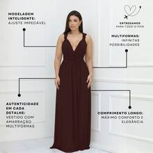 Women's Long Dress, Multiple Ways To Wear, Multi-Use, Tie-Front, Infinity Style, Party, Graduation, Elegant - Rust Brown - View 4