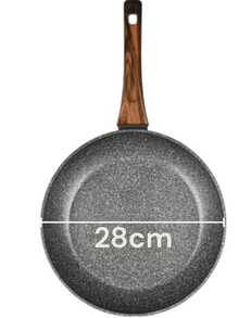 Sartén Antiadherente de 28cm, Tecnología Alemana Ultrachef Master Stone Línea Piedra y Madera 100% Libre de PFOA Para Estufas de Inducción Gas o Eléctrica Gris - 28 cm - Ver 2