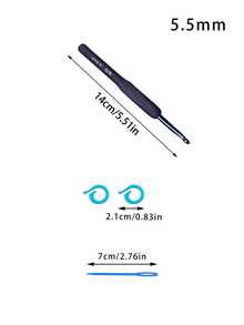 4件套蓝色钩针套装，包含1个硅胶柄钩针、1根7厘米蓝色塑料针、2个蓝色记号扣，一套完整的初学者钩针工具套装。 - 藏蓝色 - 查看 13