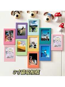 1pc/Set Magnetic Photo Frame, Reusable Magnetic Photo Wall For Instant Camera Photos, Suitable For Fridge, Office Desk, Whiteboard Decoration, Mini Desktop Photo Frame, Designed For Instant Camera Photos, Easily Display Your Precious Memories, Ins Style, Mini 3-Inch Magnetic Frame For Instant Camera Mini Photos, Fridge Magnet, Office & Kitchen Decor - Multicolor - View 13