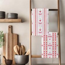 2条粉色水彩樱花蝴蝶结图案厨房毛巾，40*60厘米，柔软超细纤维材质，适用于家庭、厨房、餐厅、户外露营、桌面清洁、洗碗，节日礼物 - 彩色 - 查看 7