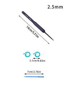 4件套蓝色钩针套装，包含1个硅胶柄钩针、1根7厘米蓝色塑料针、2个蓝色记号扣，一套完整的初学者钩针工具套装。 - 藏蓝色 - 查看 16