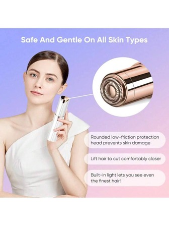 时尚口红状女士电动剃须刀 - 紧凑便携面部脱毛器，精密微型刀片，360°无痛修剪