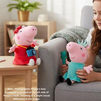  Official Licensed Peppa Pig Plush Charms – Career Role Play Series Featuring Photographer & Statue Of Liberty Peppa Designs – Medium-To-Large Soft Stuffed Animal Keychain Clip For Collectors & Fans – Cute Hanging Accessory For Handbags, School Backpacks