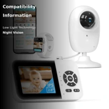 Smart Baby Monitor With 2 Cameras And Audio,App,Long Range,Night Vision,Temperature Sensor,2 Way Talk, Feeding Clock And Lullabies,Home Use - trắng - Xem 4