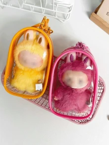 1個 11.5cm/4.53in 透明展示袋，適用於 4.0，單個透明展示袋，適用於 ，方形盲盒吊掛袋，具備防水防塵多功能特性，完美適合存放娃娃和小配件，方便攜帶娃娃，生日、聖誕節和派對禮物的理想選擇 - 彩色 - 查看 5