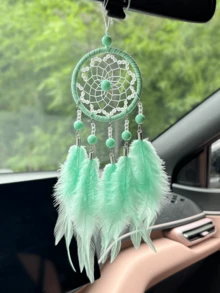 1件水晶珍珠捕梦网汽车挂件，手工波西米亚风汽车挂饰，创意礼物，时尚家居装饰捕梦网，适用于家居、婚礼、房间装饰 - 星芒車掛 - 查看 18