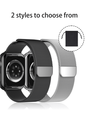 金属表带，替换表带，抽绳口袋设计，易于组装和调节尺寸，透气，防水，防尘，磁扣设计，不易松脱，佩戴舒适，兼容大多数手表，男女皆宜，适合运动、工作、旅行、商务、聚会、休闲等各种场合，可赠送家人、爱人、朋友、邻居、同学，也适合圣诞节、新年等节日。