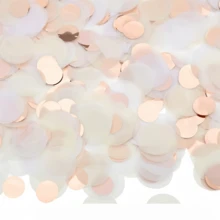Creamy White And Rose Gold Round Glitter Confetti, Made Of Premium Paper, Features Elegant, Shimmering Dots That Blend Rose Gold Metallic Shimmer With Soft Macaron Hues, Creating A Luxurious And Sophisticated Visual Effect. It Instantly Elevates The Atmosphere Of Any Event, Whether It's A Wedding, Birthday Party, Or Anniversary Celebration. - Multicolor - View 5