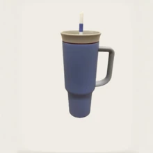 كوب عازل للحرارة والبرودة بسعة 40 أونصة مع غطاء وقش للسيارة - الأزرق - مشاهدة 6