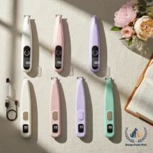 2款LED数码显示宠物电动脚毛修剪器，宽刀片带照明，适用于修剪宠物细毛 - 彩色 - 查看 1