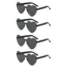 Heart-Shaped Glasses, Black Fashionable Frameless Heart-Shaped Glasses, Funny Heart-Shaped Glasses Suitable For Party Favors, Christmas - Black - View 8