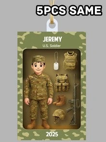 1/3/5pcs Customized Soldier Decoration 2025, Personalized Military Acrylic Memorabilia, Gift For Veterans, Men And Active Soldiers, Can Customize Name And Photo, Christmas Tree Decoration, Memorabilia Or Deployment Gift, Christmas Decoration, Thanksgiving Gift, New Year Gift, Party Decoration, Christmas Gift For Girlfriend, Room Decor, Christmas Ornament, Women Car Accessories - Multicolor Style-4 - View 12