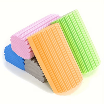 4 piezas Juego de esponjas y paños de limpieza - Esponja reutilizable para el hogar, Milagrosa esponja para quitar el polvo para limpiar persianas, vidrios, zócalos, rejillas, espejos, ranuras de ventanas y rodapiés. Diseño compacto, herramienta de limpieza de alta calidad, esponja de PVA de alta densidad y multiusos para eliminar manchas, limpiar y absorber agua en el coche