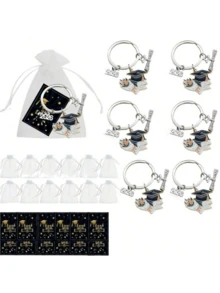 Zestaw 36 breloków z okazji ukończenia szkoły z 2025 roku – idealny prezent dla absolwentów i najlepszych przyjaciół – stop cynku, prostokątny element centralny z napisem "Gratulacje dla absolwentów", dekoracja na przyjęcie z okazji ukończenia szkoły, zawieszka do torby, akcesoria samochodowe, urocze gotyckie smycze do torebek z uchwytem na identyfikator, zawieszki do torebek samochodowych