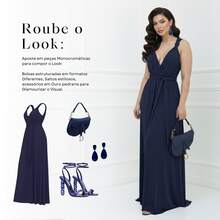 Women's Long Dress Various Ways To Use Multipurpose Infinity Tie Party Graduation Elegant - Azul Marino - Ver 7