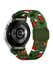 The Perfect Christmas Gift: One Click Fabric Bands For Galaxy Watch 7 6 5/4/FE 40mm 44mm, Watch 6 Classic 43mm 47mm, Watch 5 Pro 45mm, Watch 4 Classic 42mm 46mm, Magnetic Elastic No Gap Stretchy Nylon Sport Strap
