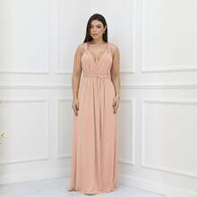 Women's Long Dress, Multiple Ways To Wear, Multi-Use, Tie-Front, Infinity Style, Party, Graduation, Elegant - Salmón - Ver 1