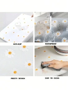 1 Roll Daisy Shelf Liner For Kitchen Cabinets,Non-Adhesive Drawer Liner,Non-Slip Refrigerator Liner,EVA Waterproof Fridge Pad Cupboard Mat Easy Placemats. - Multicolor - View 5