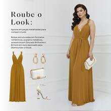 Women's Long Dress - Multiple Ways To Wear - Tie Detail - Infinity Style - Perfect For Parties, Graduations, Weddings, Christenings - 金色 - 查看 7