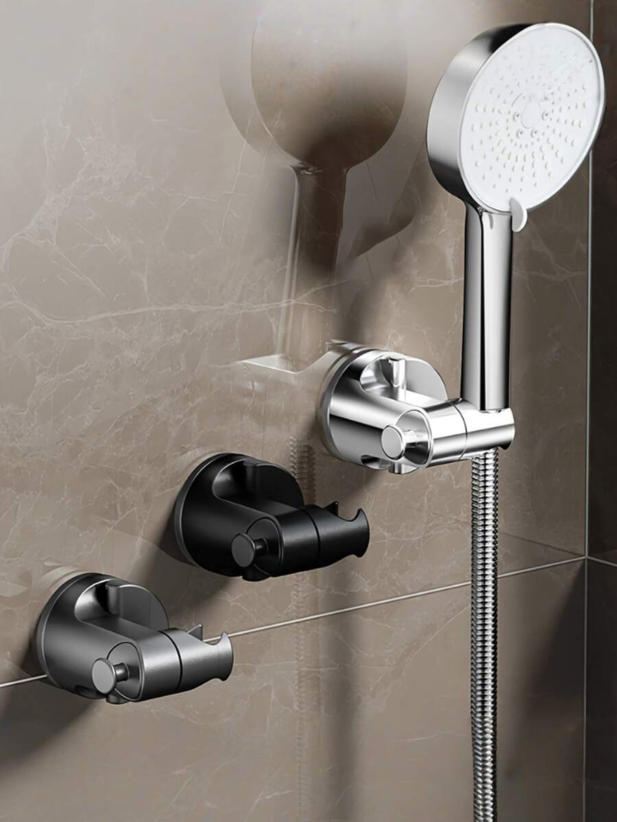 1/2pcs/Set Suction Cup Shower Bracket, Handheld Shower Arm Installation, Adjustable Wall Hanging, Reusable, No Power Required, Home Bathroom Shower Base Holder, Shower Head Spray Rotating Suction Cup Holder(Must Be Used On Clean And Smooth Ceramic Tile Walls)