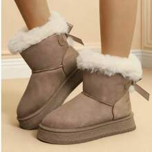 Women's Fleece-Lined Short Snow Boots, Beige - Warm, Soft-Soled, Comfortable & Non-Slip Winter Snow Boots, Plush Boots - Phiên bản nâng cấp màu be - Xem 3