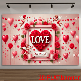 A 2D Flat Valentine's Day Background Banner With The Word "LOVE", A Red Heart And Roses - Indoor And Outdoor Photography Decoration, Suitable For Home Decoration, Birthdays And Anniversaries - Made Of Easy-To-Use Polyester Material, A Romantic And Durable Decoration For The Festival Atmosphere