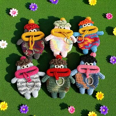 厚唇怪兽拉式钥匙收纳，手工编织钥匙包，趣味汽车钥匙套，管家钥匙扣拉式钥匙扣包，男女通用钥匙包手工编织厚唇钥匙扣，新颖香肠嘴汽车钥匙套，香肠嘴汽车钥匙套手工编织搞笑大嘴怪兽钥匙挂件