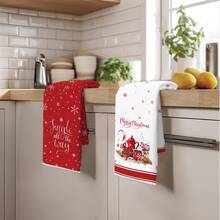 2pcs Christmas Snowflake & Cookie Pattern Kitchen Towels, 40*60cm Soft Microfiber Material Tea Towels, Suitable For Home, Kitchen, Restaurant, Outdoor Camping, Tabletop Cleaning, Dish Washing, Christmas Holiday Gift