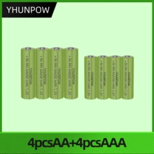 YHUNPOW 1.2V AA/AAA Rechargeable Ni-MH Batteries, Low Self-Discharge, Retains Charge During Storage, For Recharging (Suitable For Remote Controls/Mice)