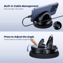 REMAX Car Phone Mount, 360° Rotation & Tilt Adjustment, Vertical/Horizontal View, Stable Vibration-Free Hold, Universal Compatible Car Accessory - Black - View 5