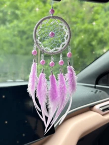 1件水晶珍珠捕梦网汽车挂件，手工波西米亚风汽车挂饰，创意礼物，时尚家居装饰捕梦网，适用于家居、婚礼、房间装饰 - 星芒車掛 - 查看 4