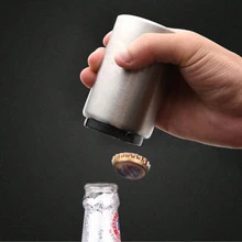 1 pieza Abridor de botellas de cerveza automático de acero inoxidable, quitacorchos magnético, herramienta portátil para cocina y bar - Multicolor - Ver 4