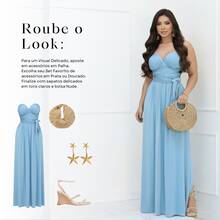Women's Long Dress Various Ways To Use Multipurpose Infinity Tie Party Graduation Elegant - Baby Blue - View 7